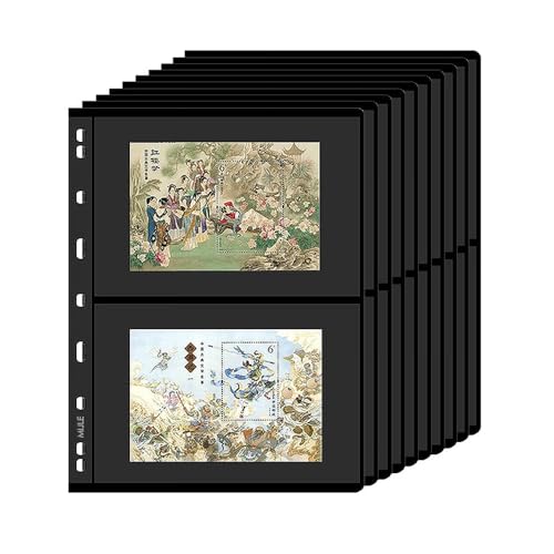 MIJLEXIG Stamp Collector Pages – 10 Sheets, 9-Hole, 2-Row for Standard Albums