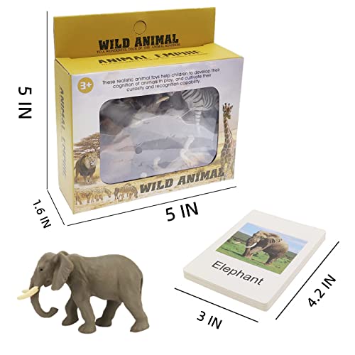 MIKNEKE Montessori Animal Figurines with Matching Flash Cards - 12 Realistic Zoo Animals for Toddlers