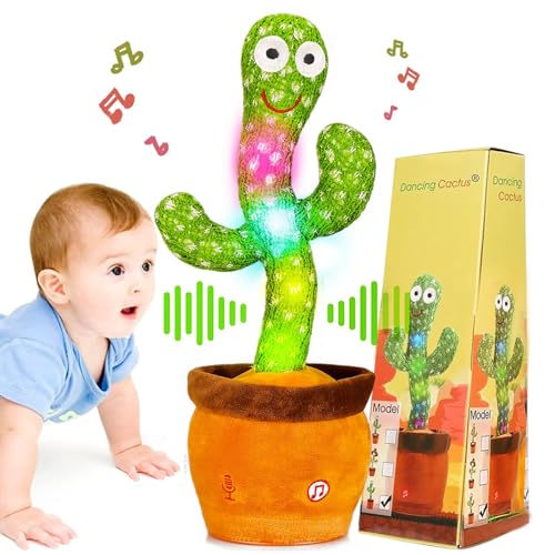 MILEGI Dancing Talking Cactus Toy - Interactive Plush with Recording, Mimicking, LED Lights for Babies and Toddlers