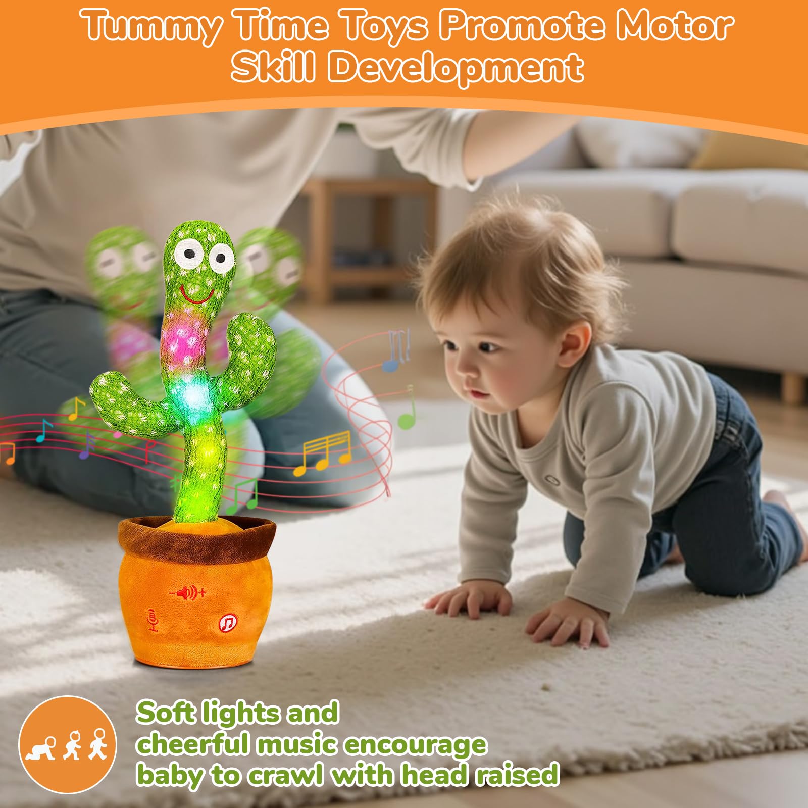 MILEGI Dancing Talking Cactus Toy - Interactive Plush with Recording, Mimicking, LED Lights for Babies and Toddlers