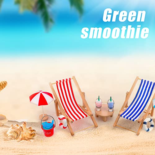 Minatee 25-Piece Beach Miniature Dollhouse Set with Palm Tree, Umbrella, and Surfboard