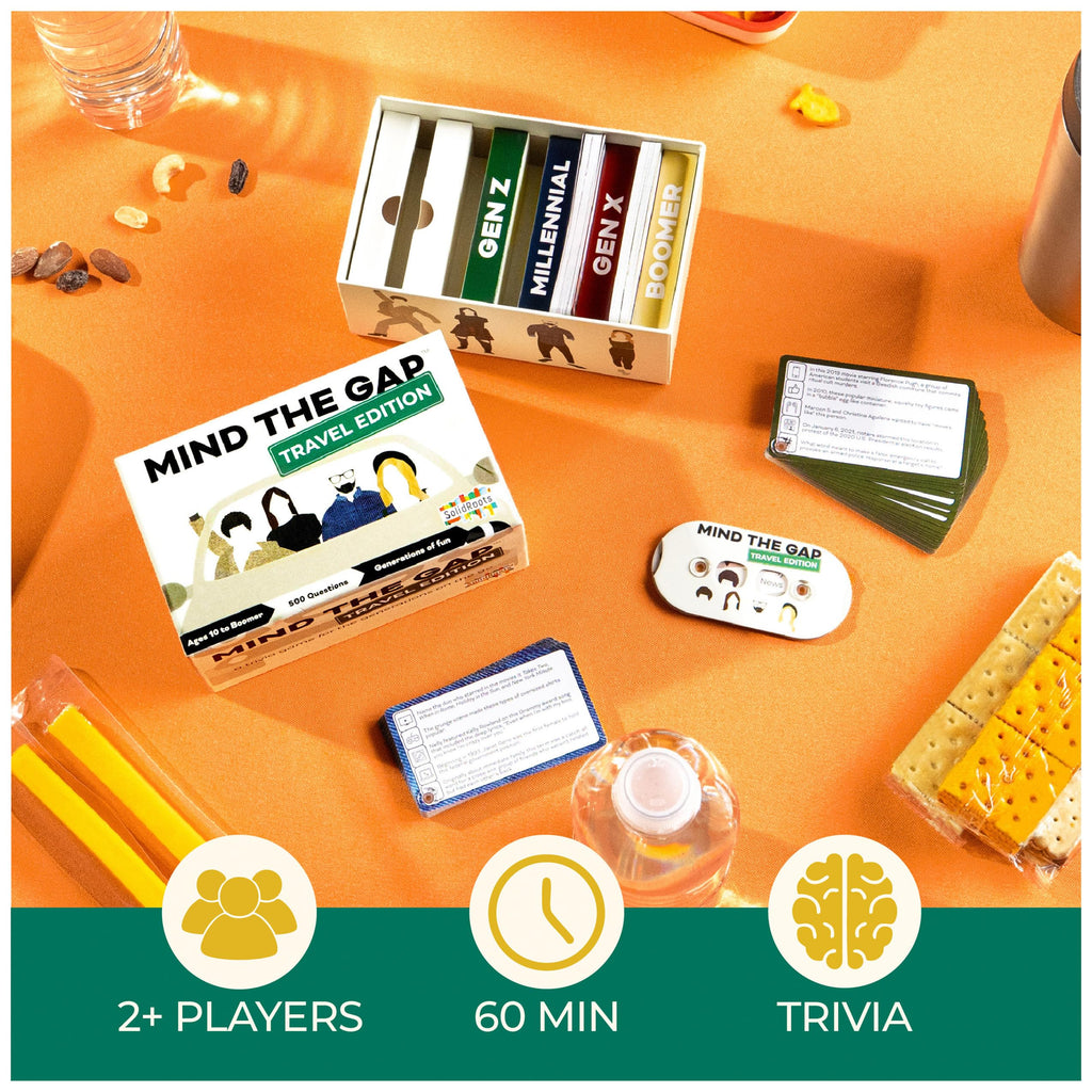 Mind The Gap Travel Edition Trivia Game – 500 New Questions for All Generations, Road Trip Fun