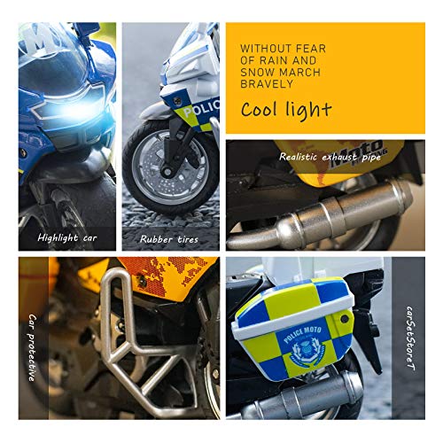 MING YING 66 Police Motorcycle Toy – Pull-Back with Sound & Light, White, for Ages 3-9