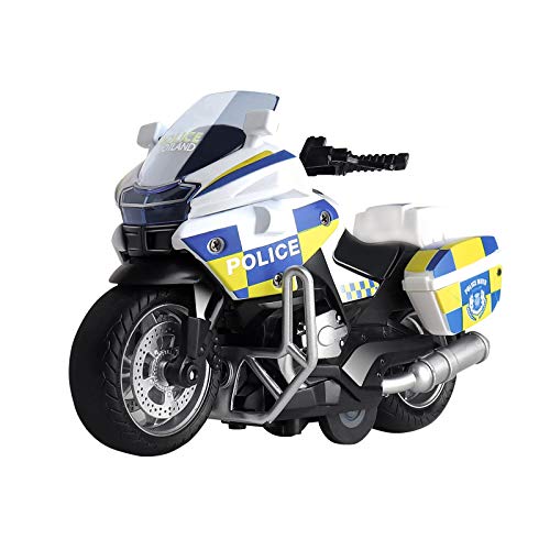 MING YING 66 Police Motorcycle Toy – Pull-Back with Sound & Light, White, for Ages 3-9