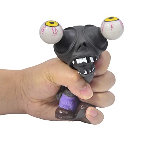 Ming You Black Zombie Squeeze Toy – Stress Relief Anxiety Toy with Popping Eyes, 4.8 Inches, Gift for Kids and Adults