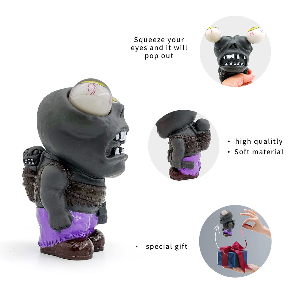 Ming You Black Zombie Squeeze Toy – Stress Relief Anxiety Toy with Popping Eyes, 4.8 Inches, Gift for Kids and Adults