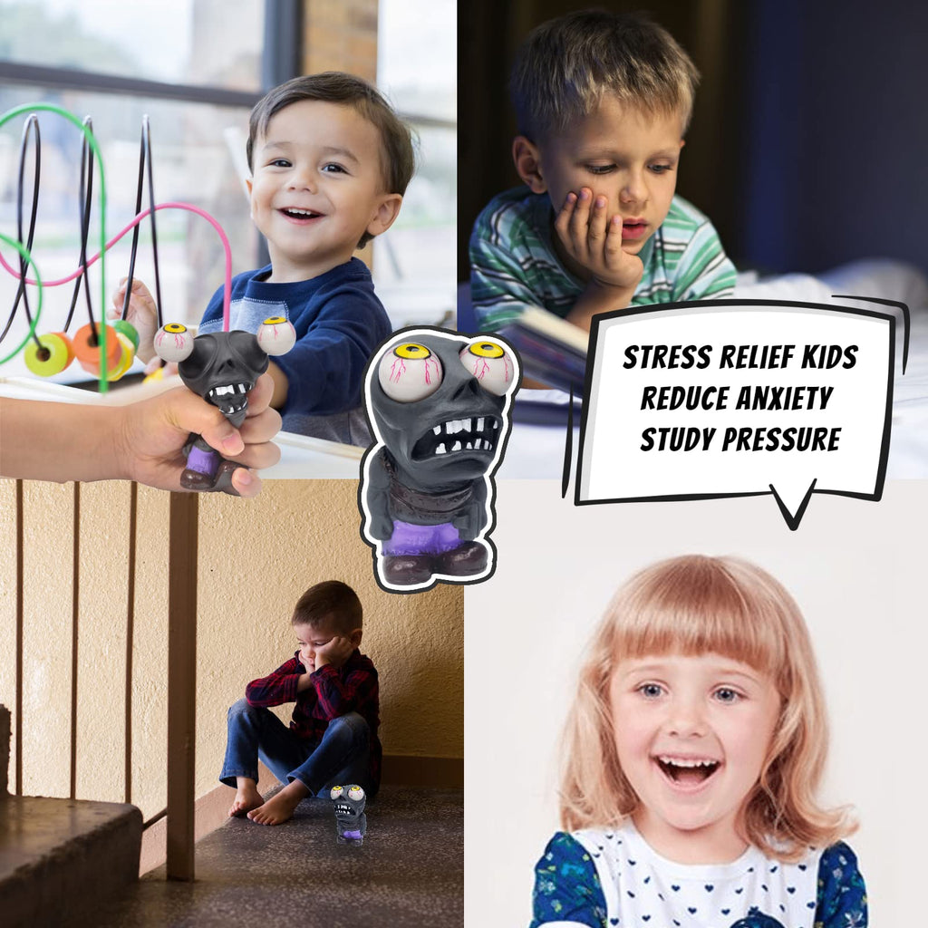 Ming You Black Zombie Squeeze Toy – Stress Relief Anxiety Toy with Popping Eyes, 4.8 Inches, Gift for Kids and Adults