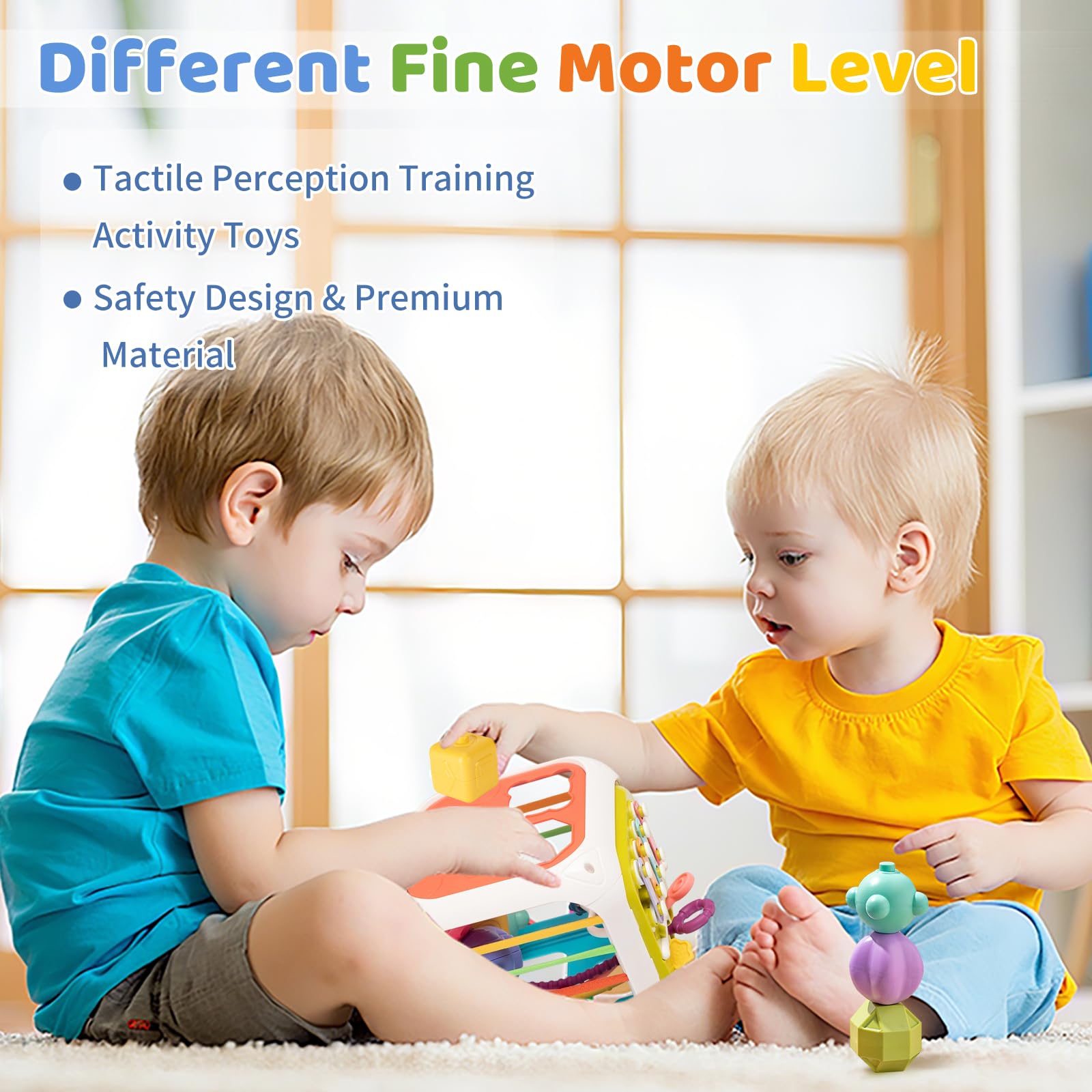 MINGKIDS 7-in-1 Montessori Activity Cube - Shape Sorter & Sensory Toy for Toddlers 1-3