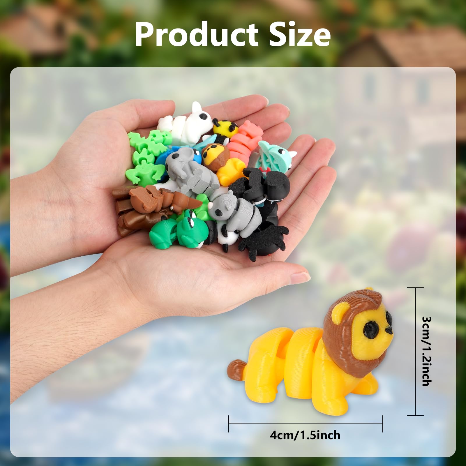 Mini 3D Printed Animals Set – 21-Piece Articulated Pocket Pets Fidget Toys, Flexible Tiny Animal Figurines for Desk Decoration, Easter Basket Stuffers & Gifts