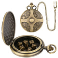 Mini DND Dice Set in Steampunk Pocket Watch Case - 7 Metal Polyhedral Dice with Gift Box