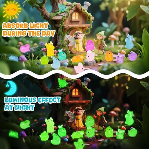 Mini Glow in the Dark Resin Animal Blind Bag – 50-Pack Mystery Figures for DIY Fairy Garden Decor