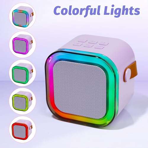 Mini Karaoke Machine for Kids with 2 Wireless Mics and 5 Voice Effects, Purple