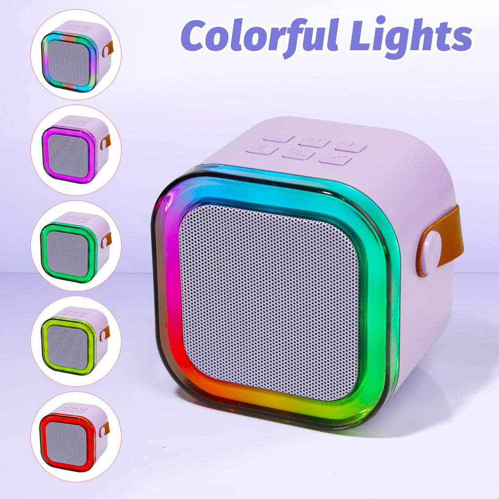Mini Karaoke Machine for Kids with 2 Wireless Mics and 5 Voice Effects, Purple