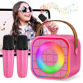 Mini Karaoke Machine for Kids with 2 Wireless Mics – Portable Bluetooth Speaker for Travel, Classroom, & Outdoor Fun