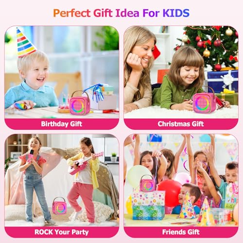 Mini Karaoke Machine for Kids with 2 Wireless Mics – Portable Bluetooth Speaker for Travel, Classroom, & Outdoor Fun