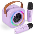 Mini Karaoke Machine for Kids with 2 Wireless Mics, Purple - Safe, Portable, Rechargeable | EGivwcvic