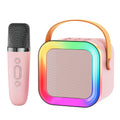 Mini Karaoke Machine Speaker for Kids & Adults – Portable Bluetooth 5.3 with One Wireless Microphone, Colorful Lights, Voice Effects, Pink (1 Mic)