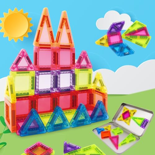 Mini Magnetic Building Blocks Travel Set – 42-Piece Portable Toy with Iron Box, Stimulates Creativity for On-the-Go Play (Air, Car, Train)