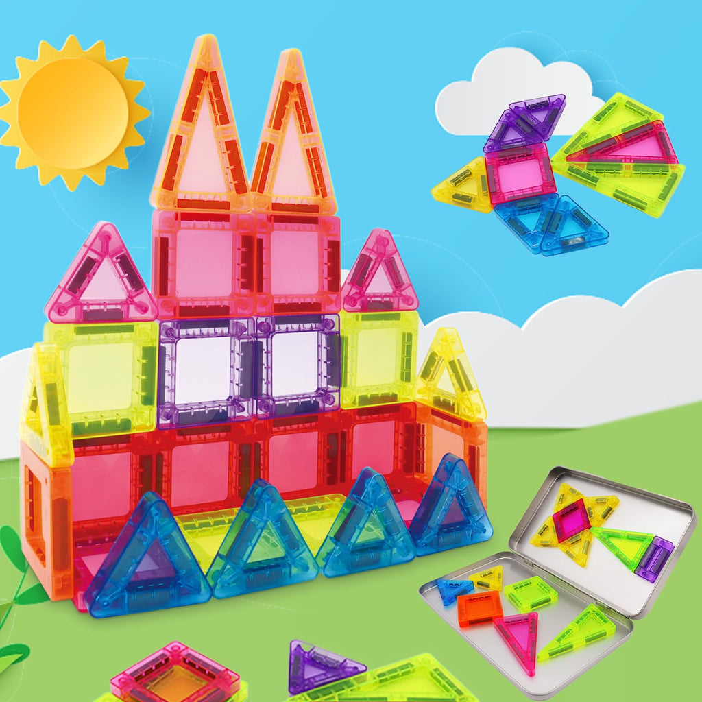 Mini Magnetic Building Blocks Travel Set – 42-Piece Portable Toy with Iron Box, Stimulates Creativity for On-the-Go Play (Air, Car, Train)