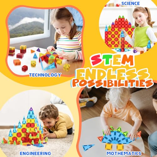 Mini Magnetic Tiles 32-Piece Set – Travel STEM Building Blocks for Kids 3-10