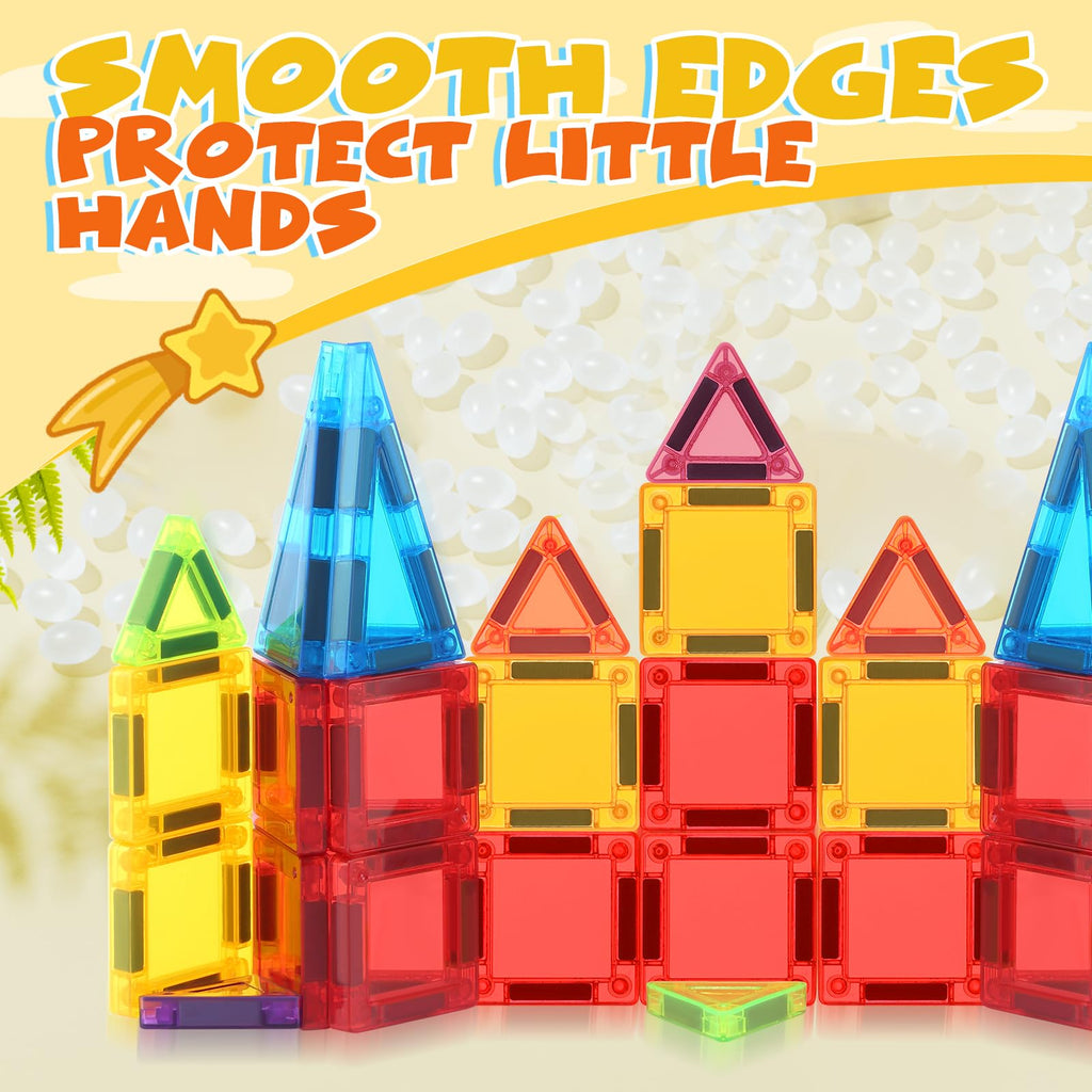 Mini Magnetic Tiles 32-Piece Set – Travel STEM Building Blocks for Kids 3-10