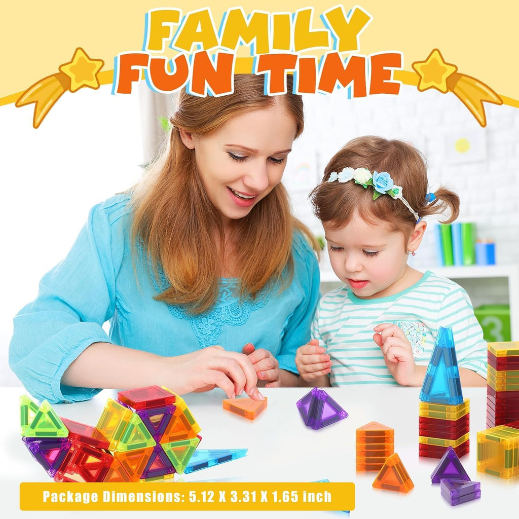 Mini Magnetic Tiles 32-Piece Set – Travel STEM Building Blocks for Kids 3-10