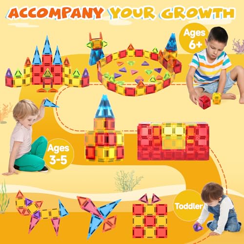 Mini Magnetic Tiles 32-Piece Set – Travel STEM Building Blocks for Kids 3-10