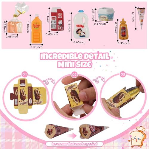Mini Refrigerator Toy with 41+ Food Accessories – Realistic Dollhouse Kitchen Playset for Kids