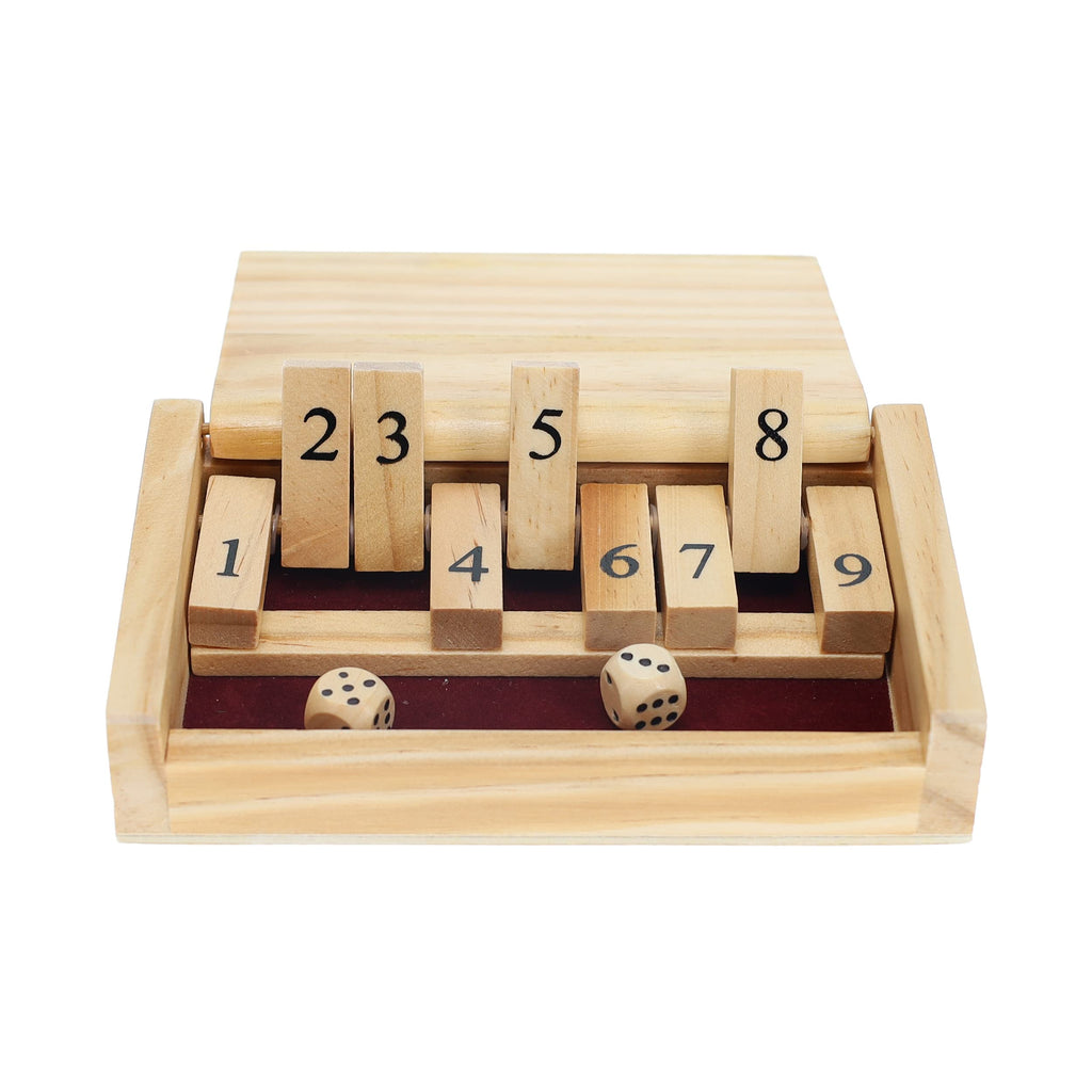 Mini Shut the Box Wooden Game by WE Games – 5.5-Inch Travel Size with 9 Number Tiles for Family Fun