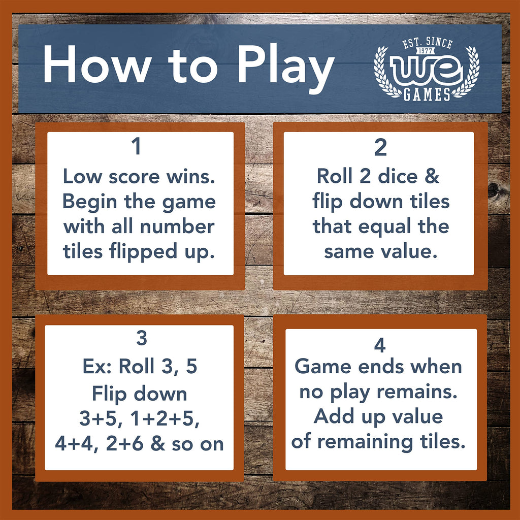 Mini Shut the Box Wooden Game by WE Games – 5.5-Inch Travel Size with 9 Number Tiles for Family Fun