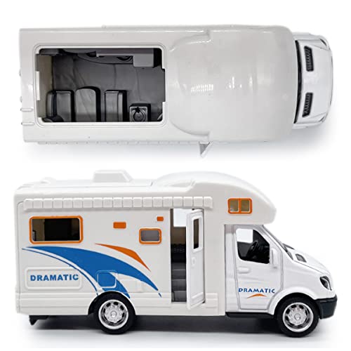 Mini Toy Camper Van RV Diecast Pull Back Car with Opening Roof and Side Door for Boys Age 3-12 - Metanyl