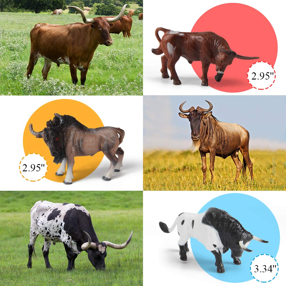Mini Tudou 12-Piece Farm Animal Figurines Set - Hand-Painted Cow & Bull Toys for Kids Ages 3-5, Cake Toppers & Educational Playset
