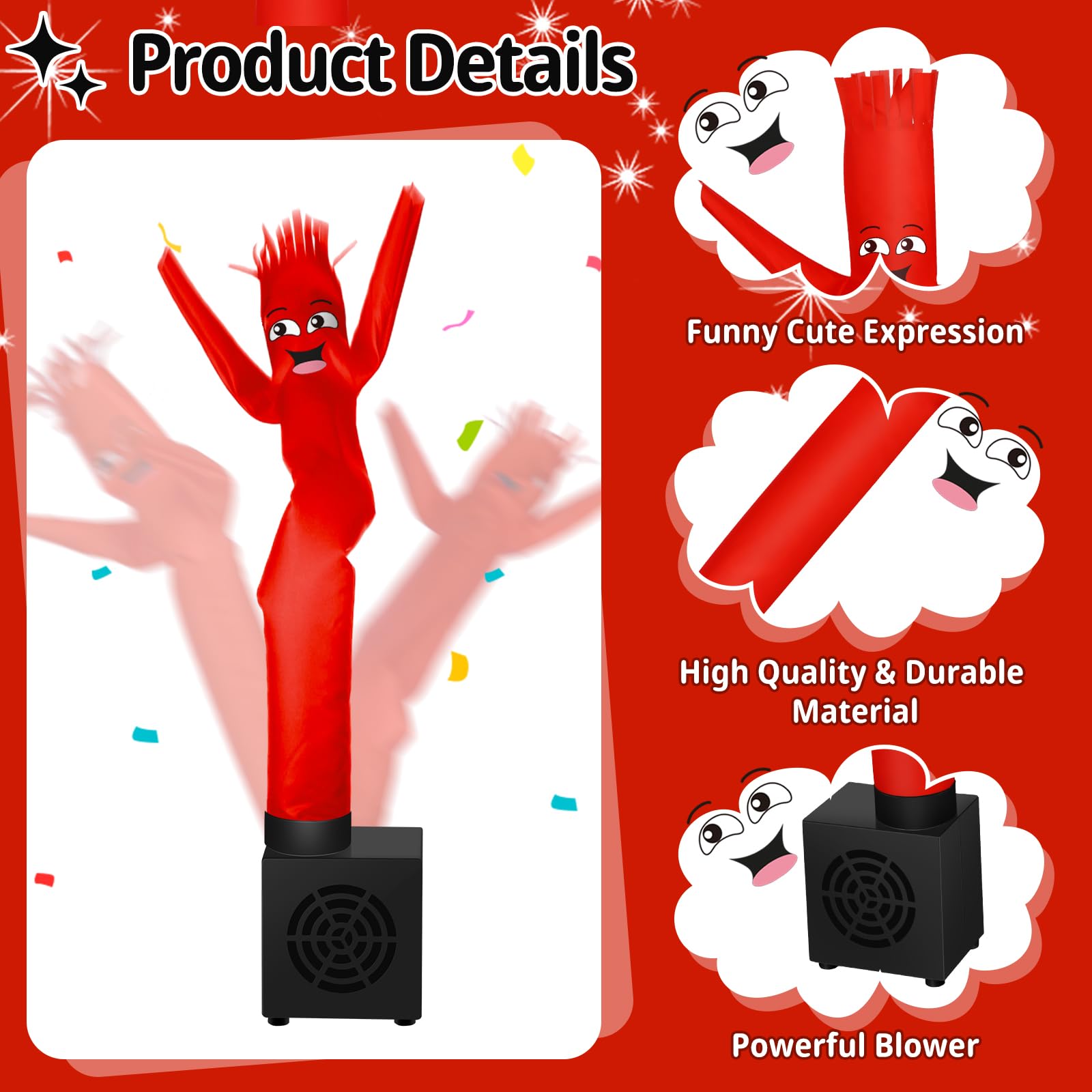 Mini Wacky Waving Inflatable Tube Guy - Desktop Gag Toy with Blower (Red, 16.5 inches)