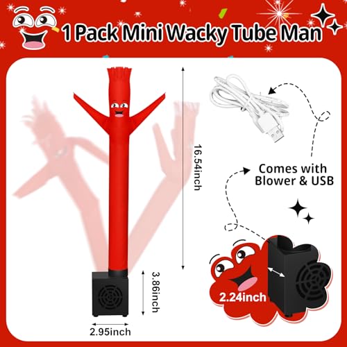 Mini Wacky Waving Inflatable Tube Guy - Desktop Gag Toy with Blower (Red, 16.5 inches)