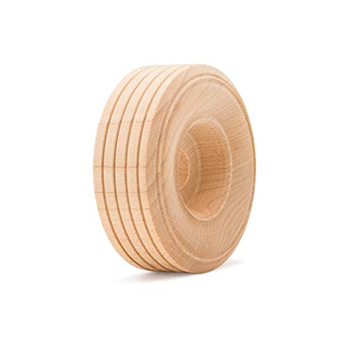 Mini Wood Wheels Treaded Style, 2 Inch Diameter, Pack of 12 for Crafts and DIY Model Cars by Woodpeckers