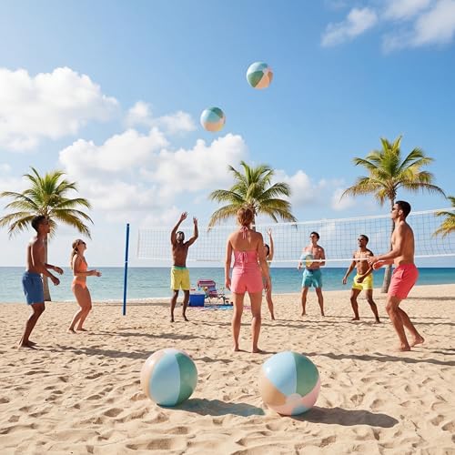 MiniInflat 4-Pack 16-Inch Pastel Beach Balls for Pool Parties & Summer Fun