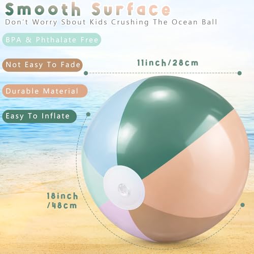 MiniInflat 4-Pack 16-Inch Pastel Beach Balls for Pool Parties & Summer Fun