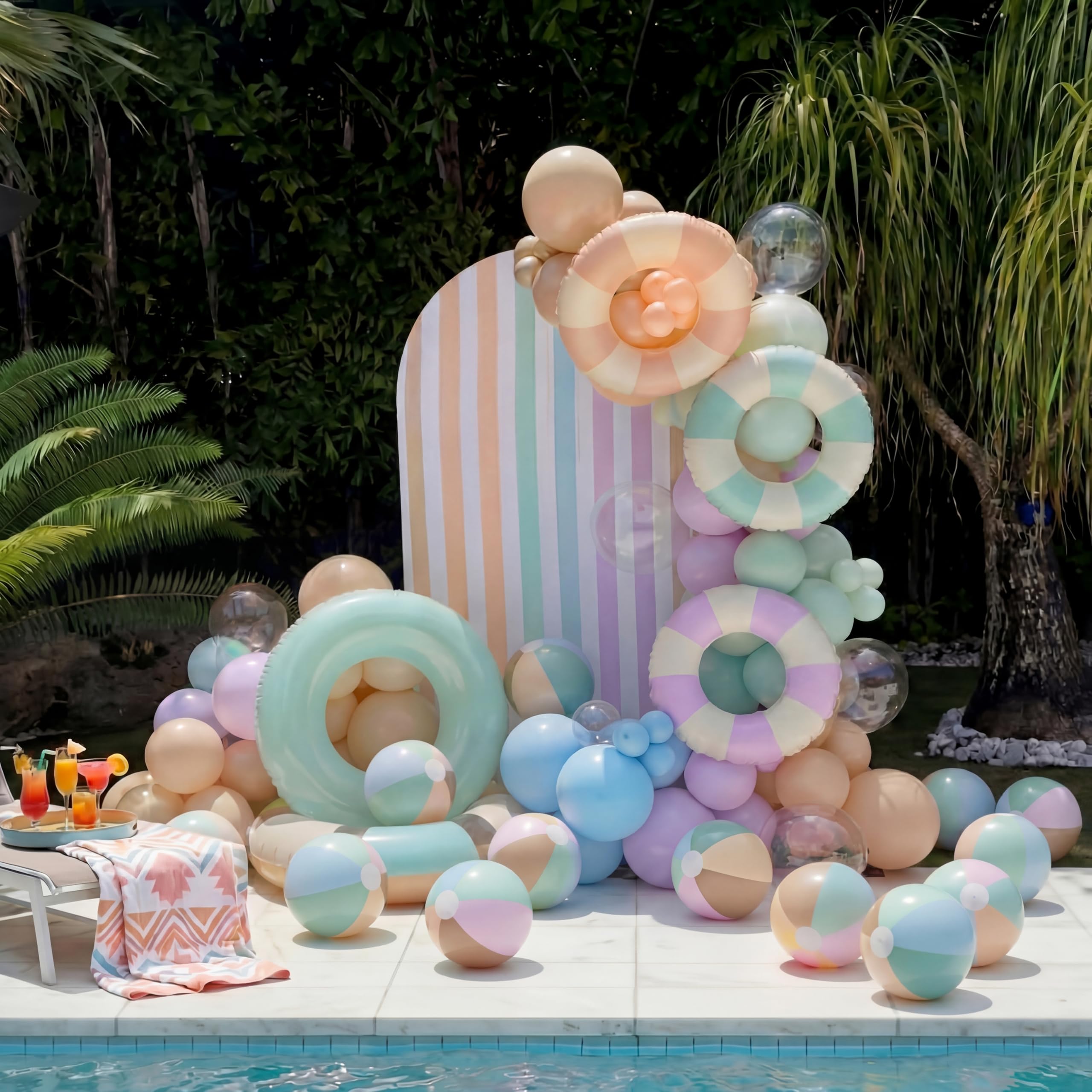 MiniInflat 4-Pack 16-Inch Pastel Beach Balls for Pool Parties & Summer Fun