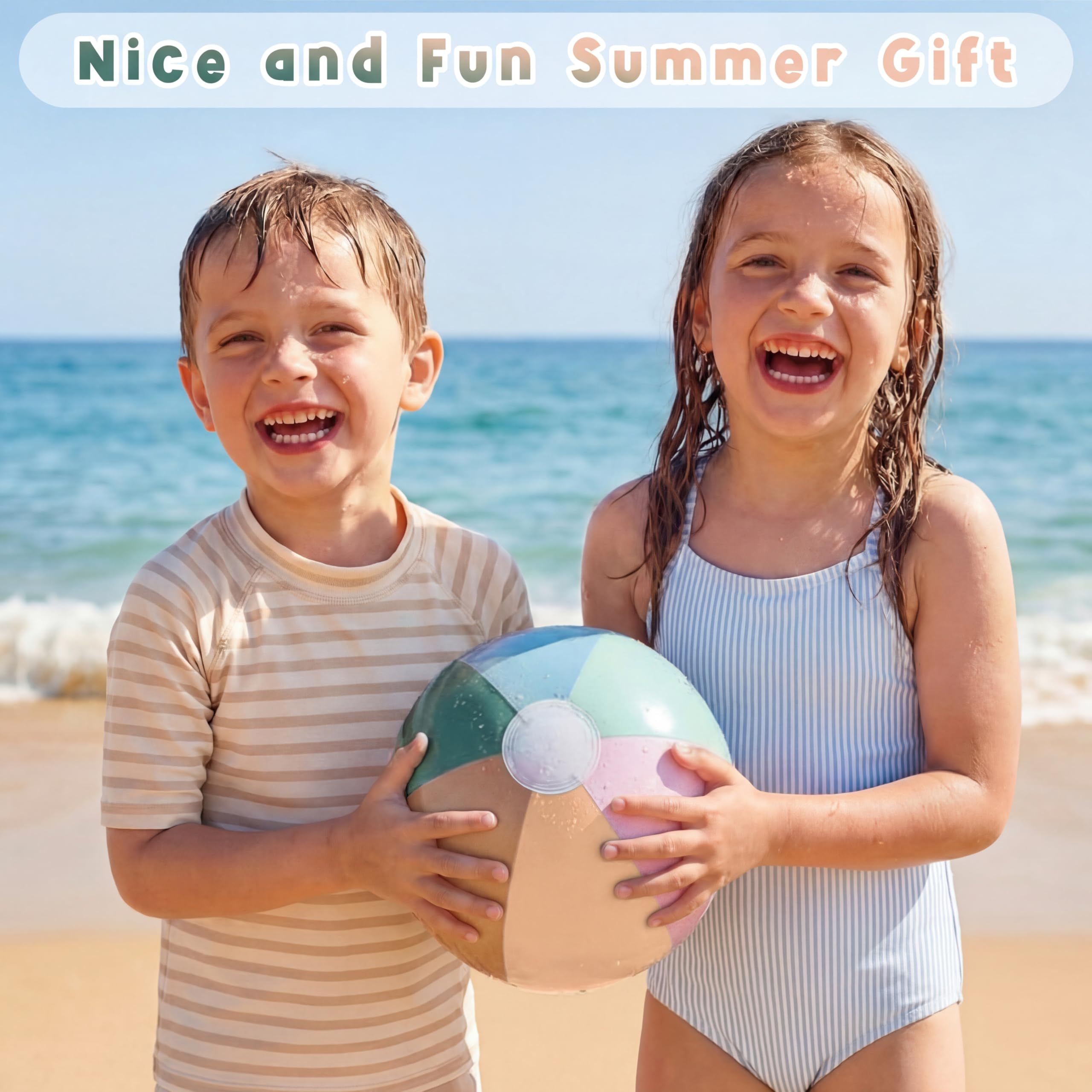 MiniInflat 4-Pack 16-Inch Pastel Beach Balls for Pool Parties & Summer Fun