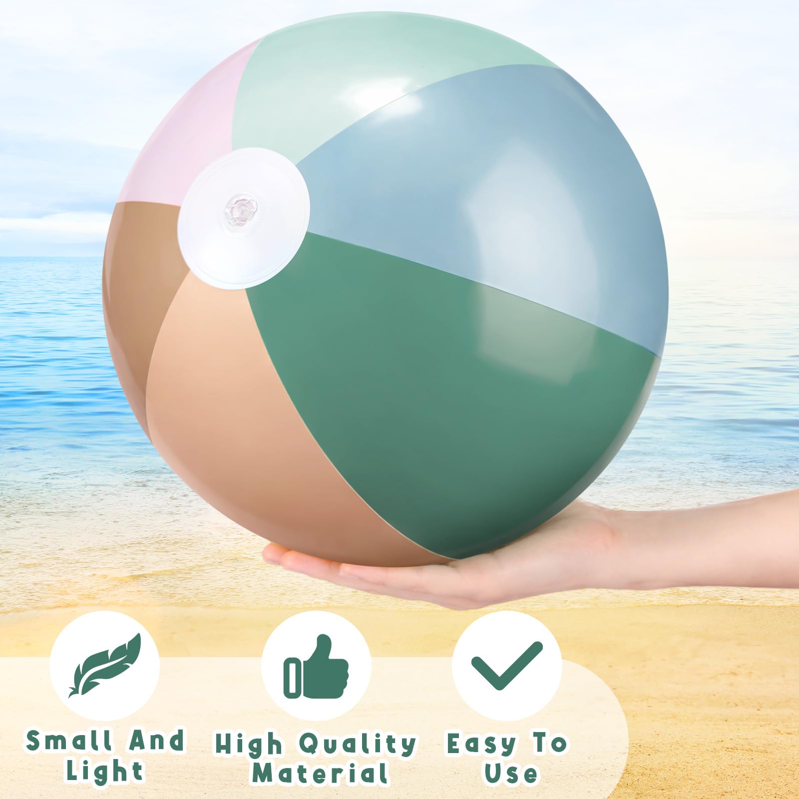 MiniInflat 4-Pack 16-Inch Pastel Beach Balls for Pool Parties & Summer Fun