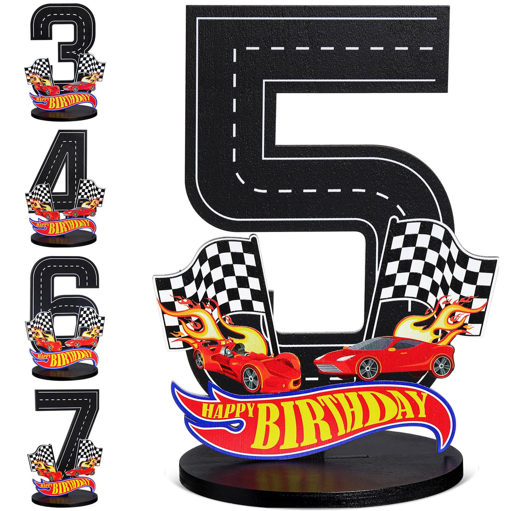 MiniInflat Wooden Race Car Number 5 Sign for 5th Birthday Party Centerpiece Decor