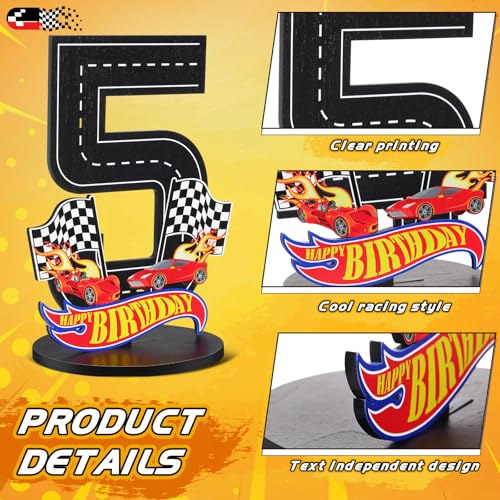 MiniInflat Wooden Race Car Number 5 Sign for 5th Birthday Party Centerpiece Decor
