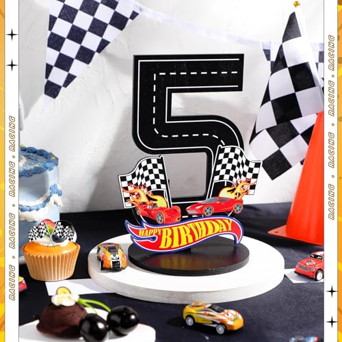 MiniInflat Wooden Race Car Number 5 Sign for 5th Birthday Party Centerpiece Decor