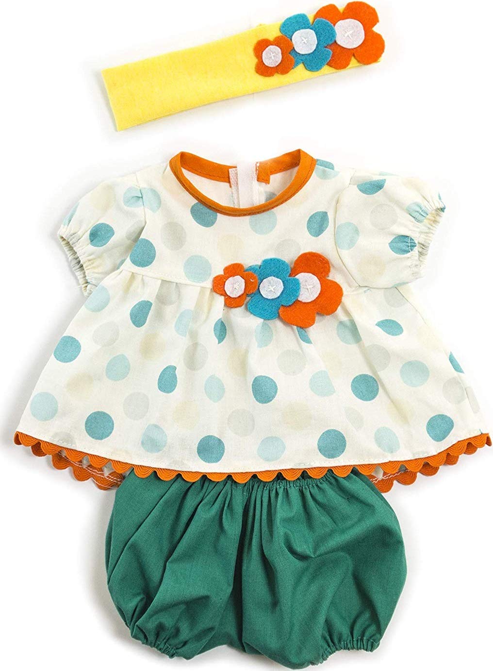Miniland Doll Clothes Set: Polka Dot Top, Bloomers & Headband for 15-15.75" Dolls
