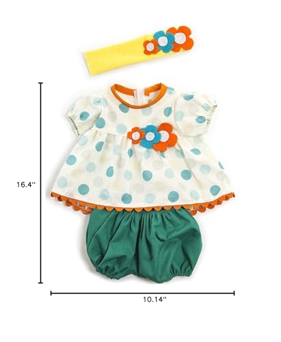 Miniland Doll Clothes Set: Polka Dot Top, Bloomers & Headband for 15-15.75" Dolls