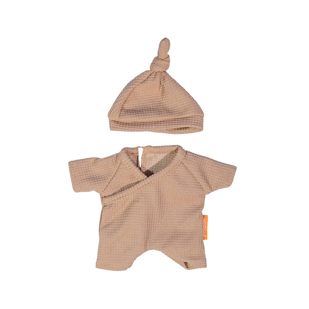 Miniland Pajamas with Hat for 8 1/4 Inch Dolls - Brown Bedtime Outfit