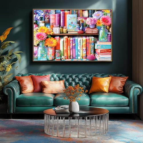 MINIWAN 1000 Piece Book Nook Puzzle for Adults – Floral Books Design, HD Print, 27.5x19.7 Inches