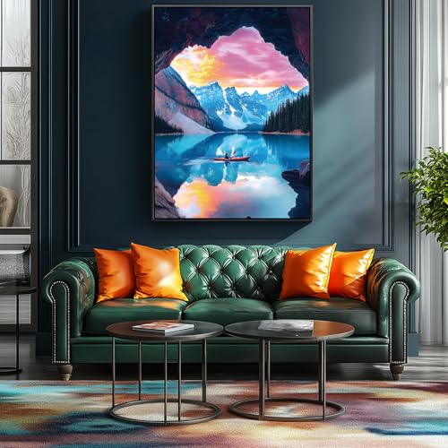 MINIWAN 1000-Piece Mountain Lake Jigsaw Puzzle – Scenic Kayak Sunset, 27.55 x 19.68 in