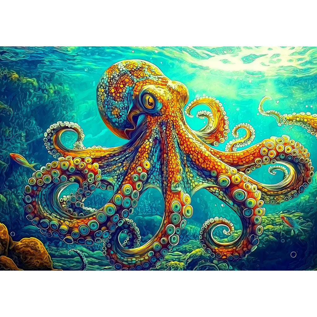 MINIWAN 1000 Piece Octopus Jigsaw Puzzle – Vibrant Underwater Scene with Back Letter Sorting