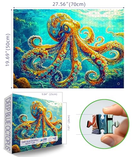MINIWAN 1000 Piece Octopus Jigsaw Puzzle – Vibrant Underwater Scene with Back Letter Sorting